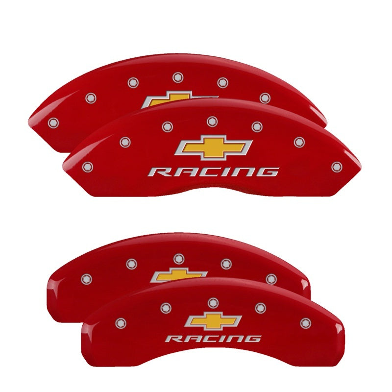 MGP 4 Caliper Covers Engraved Front & Rear Chevy Racing Red Finish Silver Char 2017 Chevrolet Camaro 14240SBRCRD 14240SBRCRD Photo - Primary