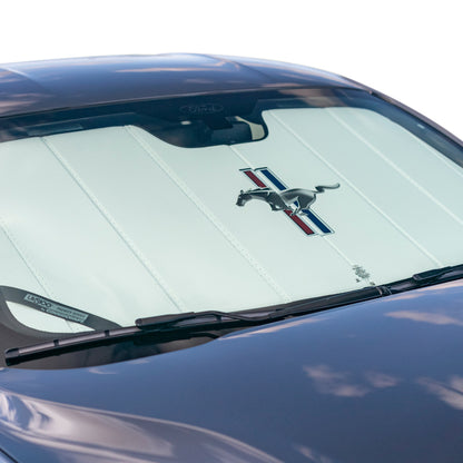 Covercraft UVS100 Premier Series Custom Sunscreen with Ford Mustang Tri-Bar logo UFP11253WH UFP11253WH Photo - out of package