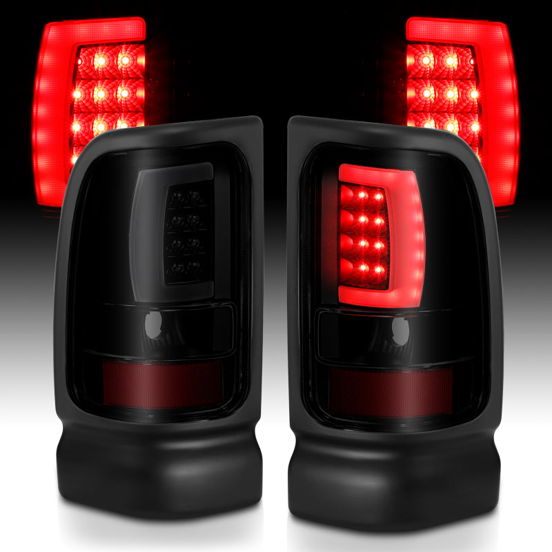 ANZO 1994-2001 Dodge Ram 1500 LED Taillights Plank Style Black w/Smoke Lens 311340 311340 Photo - Unmounted