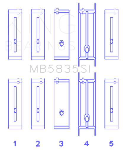 King Engine Bearings ChevrolET 121Ci/Ln2 134Ci +.002 (Size +0.25mm) Main Bearing Set MB5835SI0.25 MB5835SI0.25 Photo - Primary