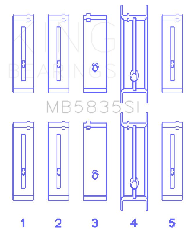 King Engine Bearings ChevrolET 121Ci/Ln2 134Ci Housing Bore +.002 (Size +1.0mm) Main Bearing Set MB5835SI1.0 MB5835SI1.0 Photo - Primary
