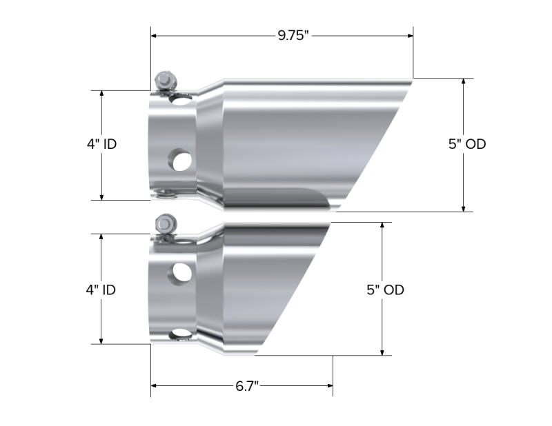MBRP 2008 Ford F250/350/450 6.4 L 4 inlet 5 Tip Cover Set - 6 and 9 in leng T5111 Photo - Close Up