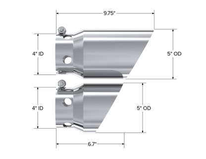 MBRP 2008 Ford F250/350/450 6.4 L 4 inlet 5 Tip Cover Set - 6 and 9 in leng T5111 Photo - Close Up