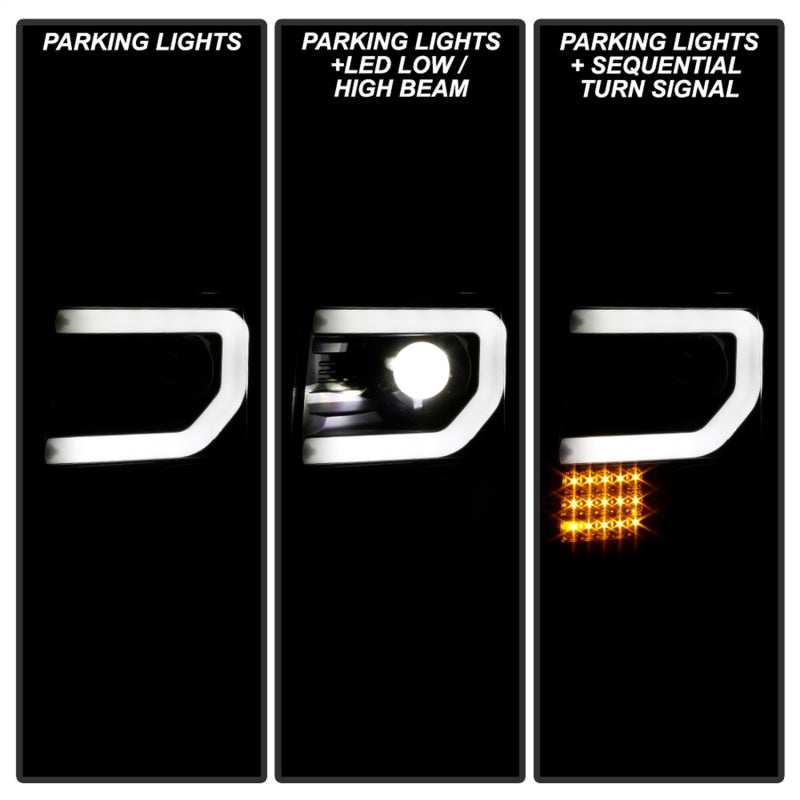 Spyder Ford F150 09-14 Halogen Light Bar Projector Headlights Black PRO-YD-FF15009PL-SEQ-BK 5087560 5087560 Photo - Unmounted