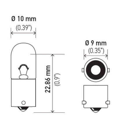 Hella Bulb 3930 24V 4W BA9s T2.75 3930 3930 Technical Drawing