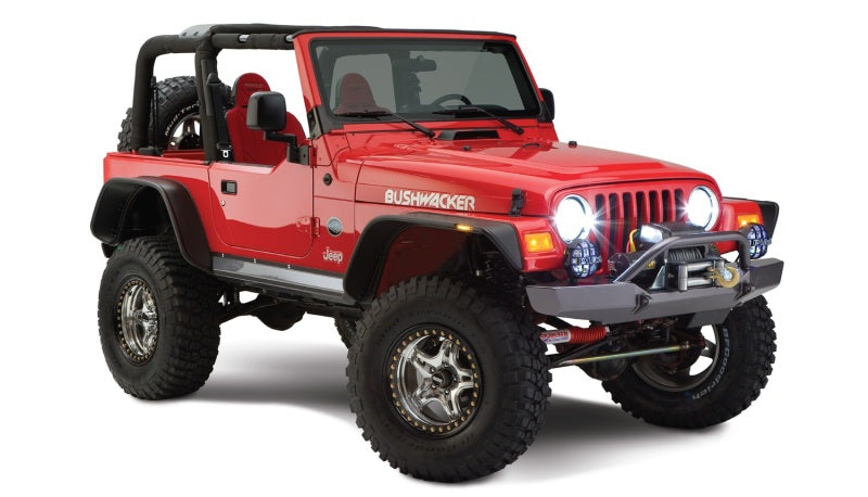 Bushwacker 97-06 Jeep Wrangler Flat Style Flares 4pc - Black 10920-07 10920-07 Photo - Mounted