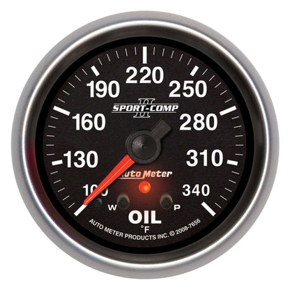 AutoMeter Gauge Oil Temp 2-5/8in. 340 Deg. F Stepper Motor W/ Peak & Warn Sport-Comp II 7656 7656 Photo - Primary