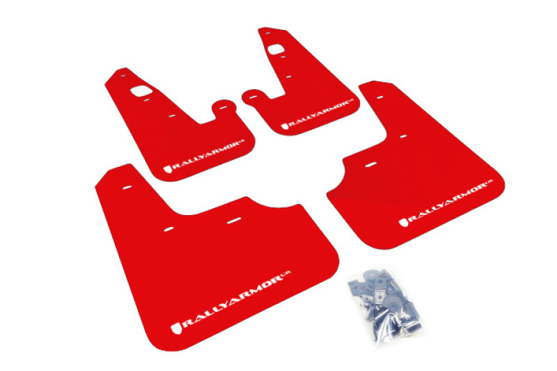 Rally Armor 07+ Lancer UR RED Mud flap White logo MF8-UR-RD/WH Photo - Primary