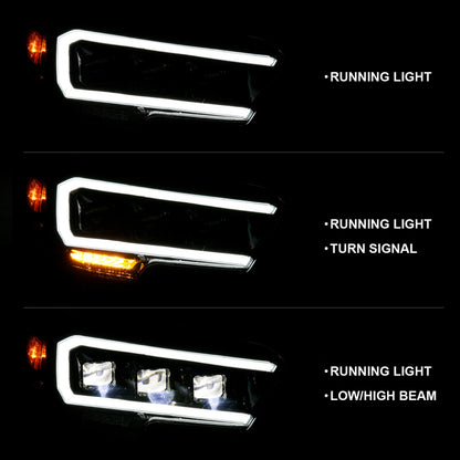 ANZO 2016-2018 Toyota Tacoma LED Projector Headlights Plank Style Black w/ Amber 111496 111496 Photo - Unmounted