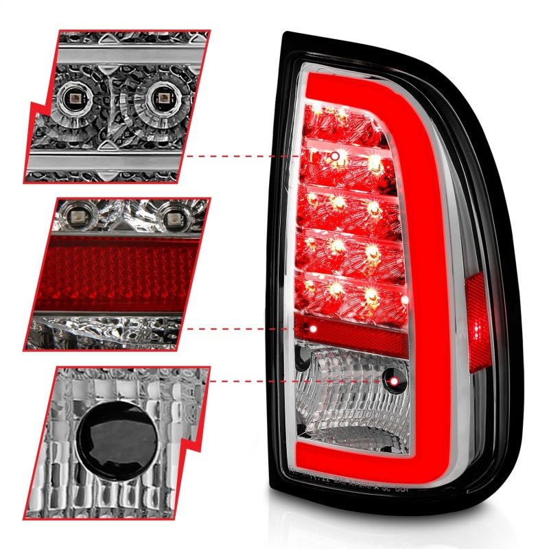 ANZO 00-06 Toyota Tundra LED Taillights w/ Light Bar Chrome Housing Clear Lens 311413 311413 Photo - Unmounted