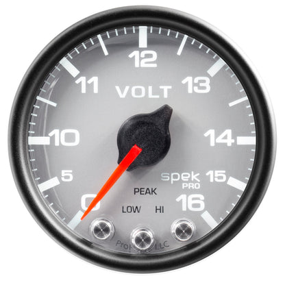 AutoMeter Gauge Voltmeter 2-1/16in. 16V Stepper Motor W/Peak & Warn Slvr/Blk Spek-Pro P34422 P34422 User 1