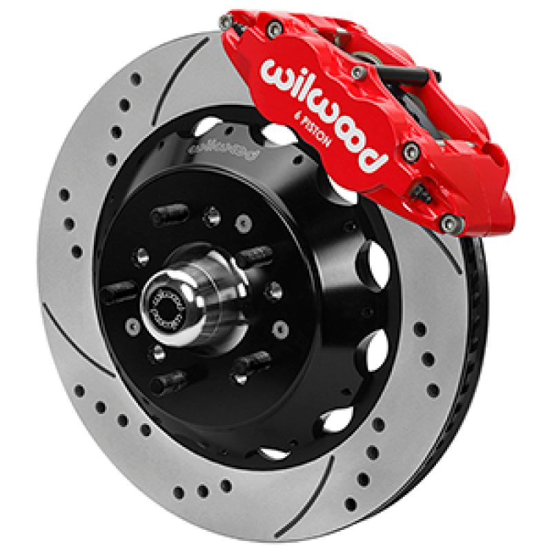 Wilwood Forged 6 Piston Red Superlite Caliper, SRP 72 Vane Vented Spec37 Drilled & Slotted Rotor - 1 140-17089-DR