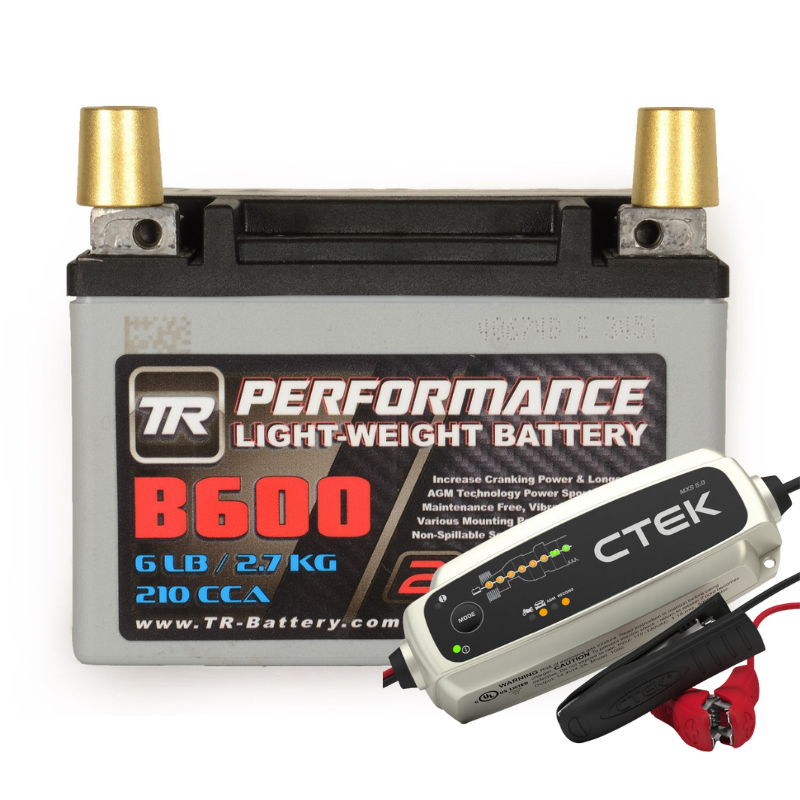 Tomioka Racing TR-B600 6LBS AGM Lightweight Battery Street Use Race Use Track Use Universal Fit with Battery Tender (Optional)