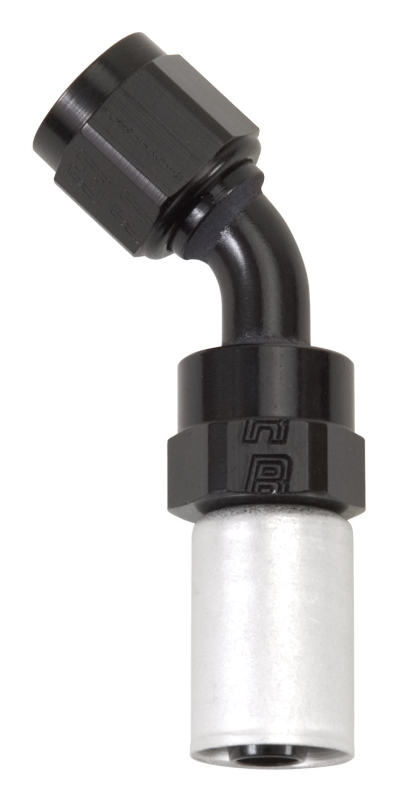 Russell -6 AN Crimp-On 45° Hose End - Black / Silver 610473 Photo - Primary
