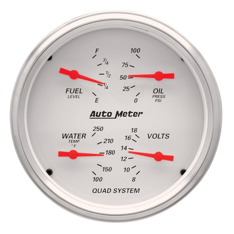 AutoMeter Gauge Quad 5in. 240 Ohm(e) to 33 Ohm(f) Elec Arctic White 1310 1310 Photo - Primary