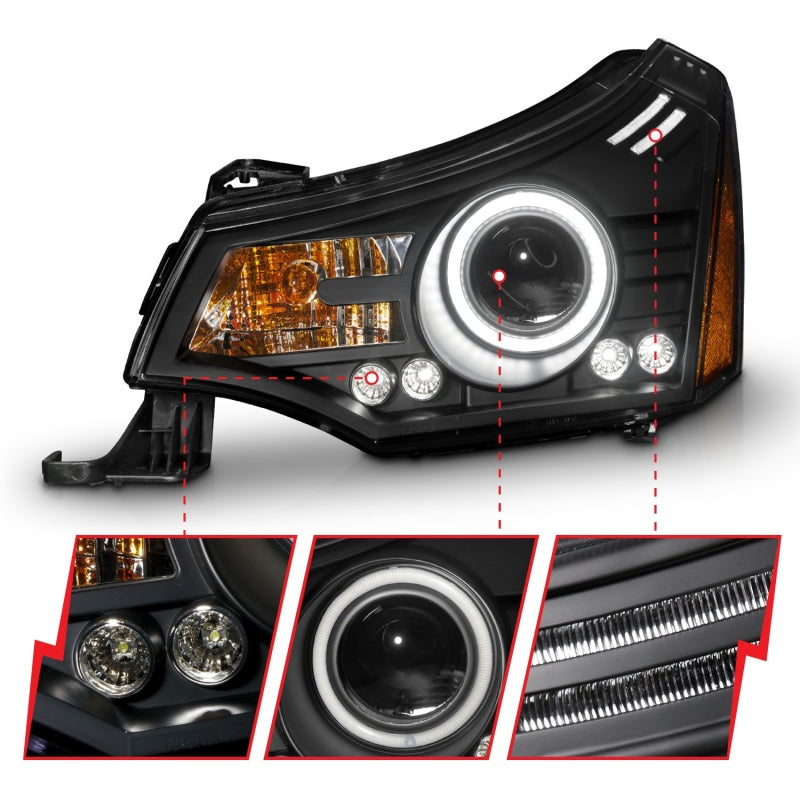 Anzo 2008-2011 Ford Focus Projector Headlights Black 121272 Photo - Unmounted
