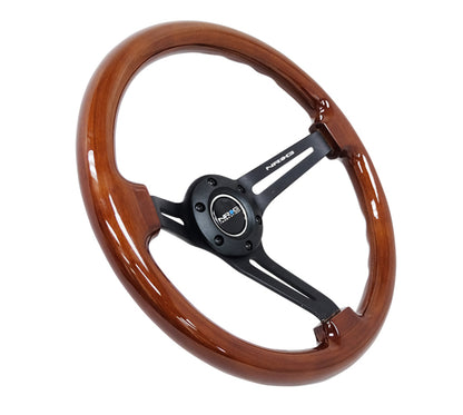 NRG Reinforced Classic Wood Grain Wheel, 350mm, 3 Spoke Slotted Center RST-018BR-BK Photo - Primary