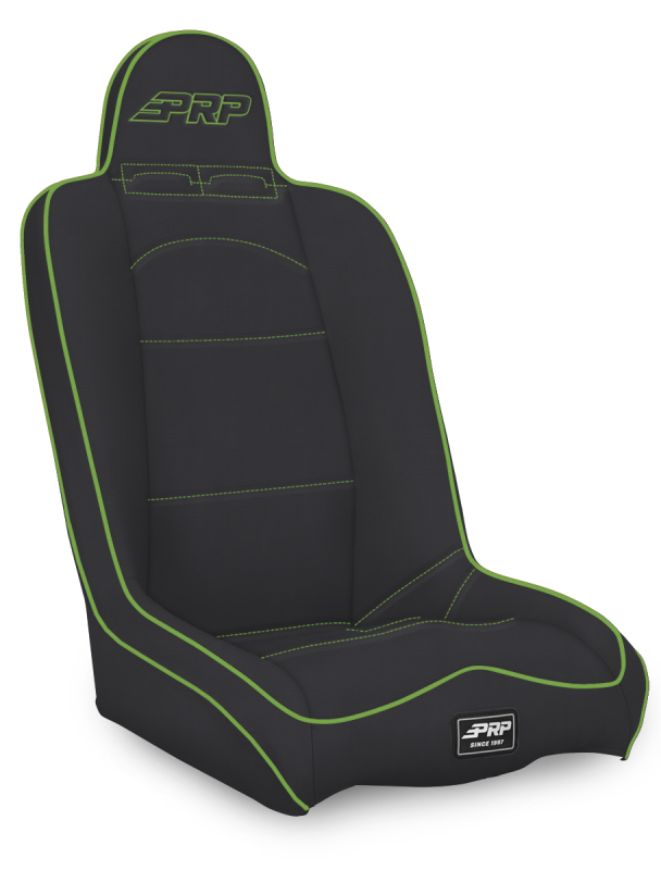 PRP Seats PRP Daily Driver High Back Suspension Seat- Black/Green Vinyl A140110-201-W A140110-201-W Photo - Primary
