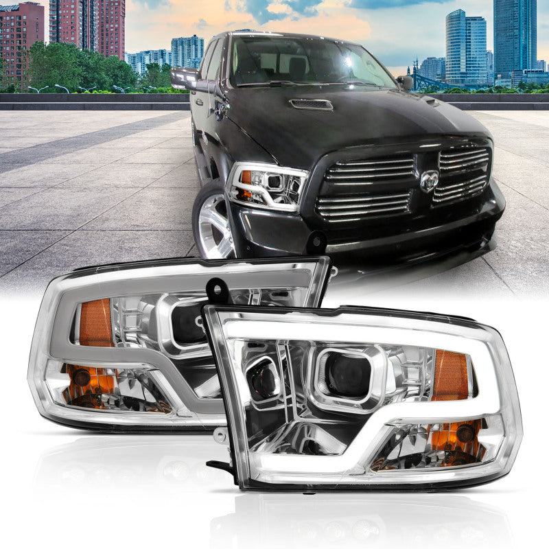 Anzo Dodge Ram 09-18 Projector Plank Style Headlight w/ Halo Chrome Clear A 111405 Photo - lifestyle view