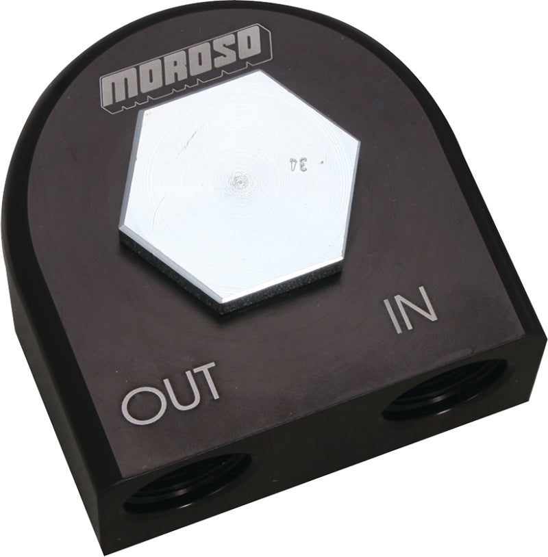 Moroso Filter Adapter,Remote,90 Degree 13/16 in-16 THR,SBC,BBC 23703 Photo - Primary
