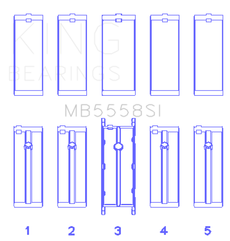 King Engine Bearings Ford R6A/114Ci 1.9L/121Ci 2.0L (Size +0.75mm) Main Bearing Set MB5558SI0.75 MB5558SI0.75 Photo - Primary