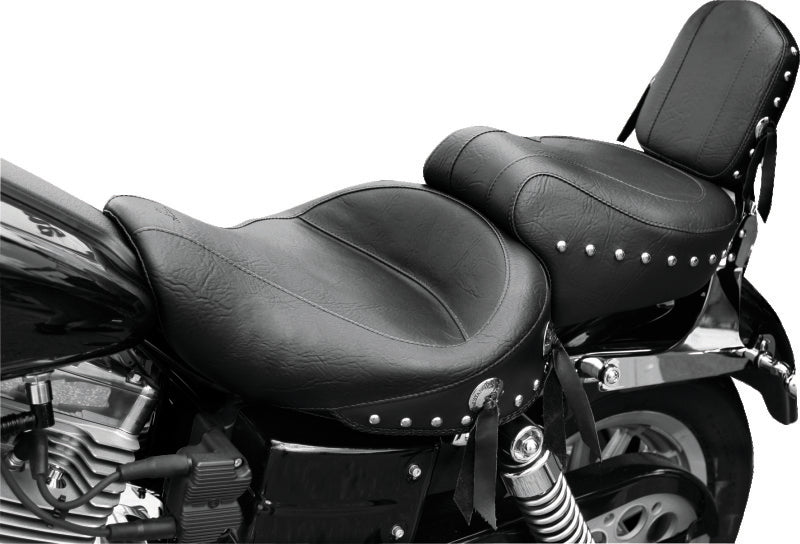 Mustang Motorcycle Mustang 91-05 Harley Dyna Wide Touring 1PC Seat w/Studs - Black 75109 75109 User 1