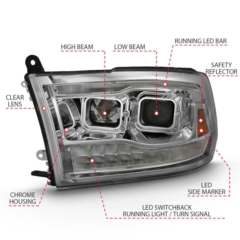 ANZO 2009-2018 Dodge Ram 1500 Projector H.L. Switchback Chrome Amber 111442 111442 User 3