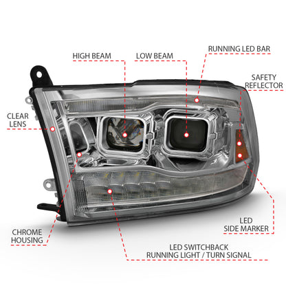 ANZO 2009-2018 Dodge Ram 1500 Projector H.L. Switchback Chrome Amber 111442 111442 User 3