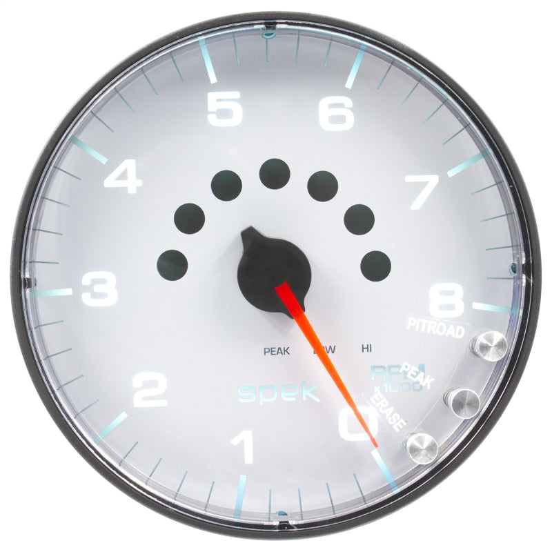 Autometer Spek-Pro Gauge Tachometer 5in 8K Rpm W/Shift Light & Peak Mem White/Black P238128 P238128 User 1