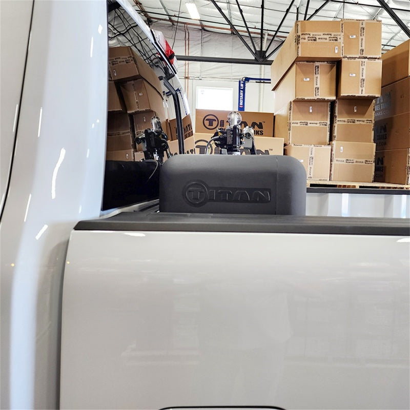 Titan Fuel Tanks Universal 90 Gallon L-Shaped Heavy Duty Transfer Tank (Non Nissan Cargo Box/RamBox) 5015090 5015090 Photo - Mounted