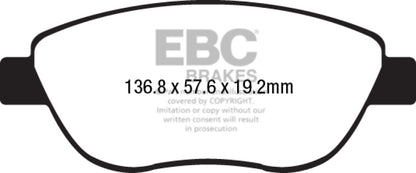 EBC 2014+ Fiat 500 1.4L Turbo Abarth Greenstuff Front Brake Pads DP22212 DP22212 Photo - Primary