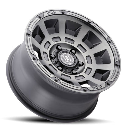 ICON Thrust 17x8.5 6x5.5 0mm Offset 4.75in BS 106.1mm Bore Smoked Satin Black Wheel 2817858347SSBT 2817858347SSBT Photo - Unmounted