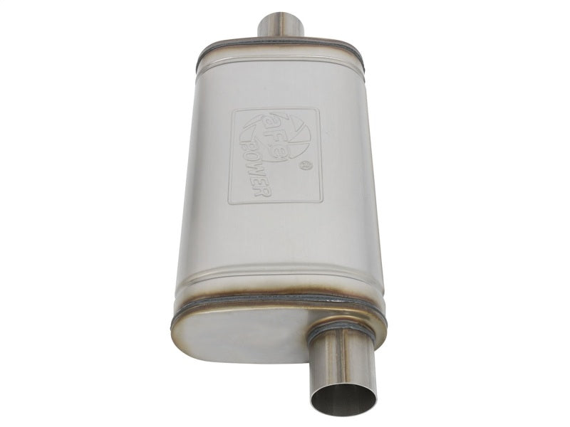 aFe MACH Force-Xp 409 Stainless Steel Muffler: 2.5" Center Inlet /2.5" Off 49M00019 Photo - Unmounted