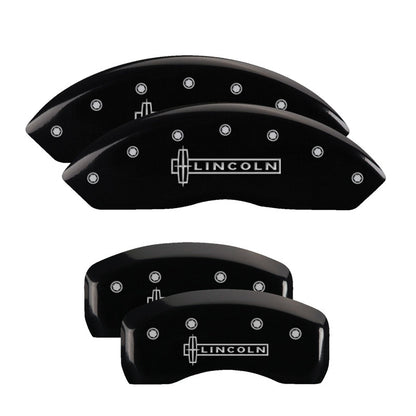 MGP 4 Caliper Covers Engraved Front & Rear Lincoln Black finish silver ch 36006SLCNBK 36006SLCNBK Photo - Primary