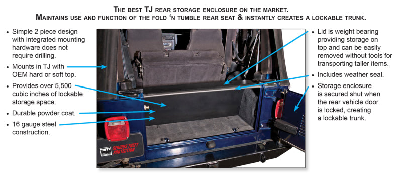 Tuffy Products Tuffy Tj Tailgate Security Enclosure- 01Blk 9706 Tj Wg 296-01 296-01 Photo - Close Up