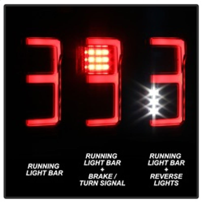 Spyder 15-18 Ford F-150 Light Bar LED Tail Lights (w/Blind Spot) - Black (ALT-YD-FF15015BS-LBLED-BK) 5085313 5085313 Photo - Unmounted