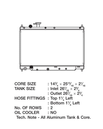 CSF 00-10 Honda S2000 Radiator 7009 7009 Technical Drawing