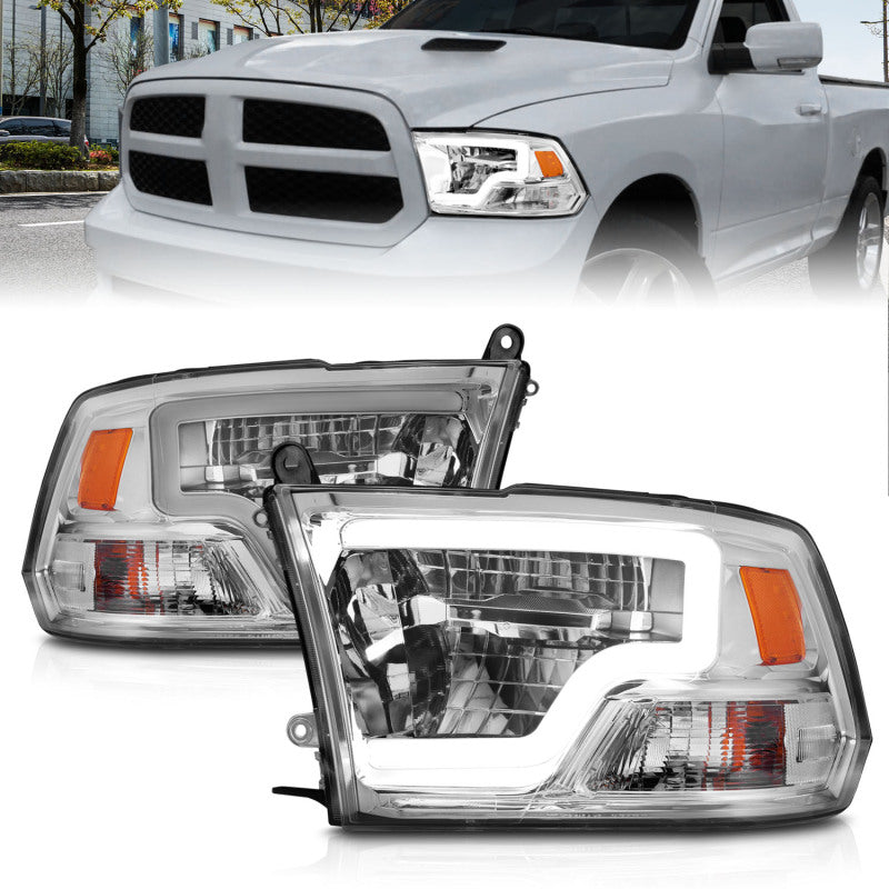 ANZO 2009-2020 Dodge Ram 1500 Full LED Square Projector Headlights w/ Chrome Housing Chrome Amber 111540 111540 Photo - Primary
