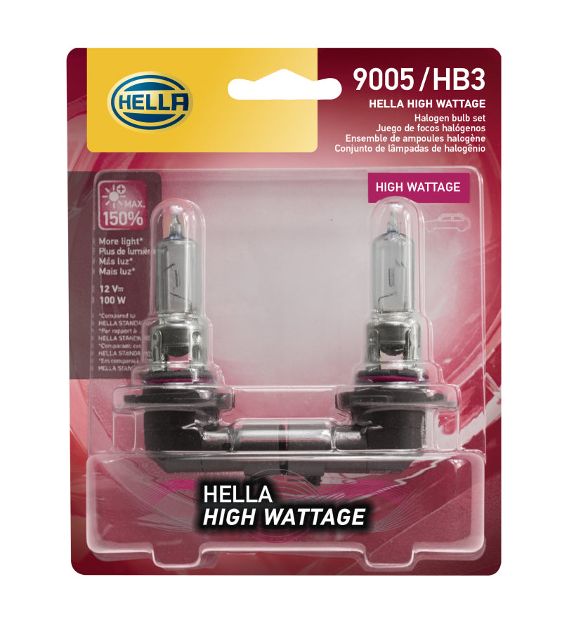 Hella HB3 9005 12V 100W P2OD T4 High Wattage Bulbs (Pair) 9005 100WTB 9005 100WTB Photo - in package