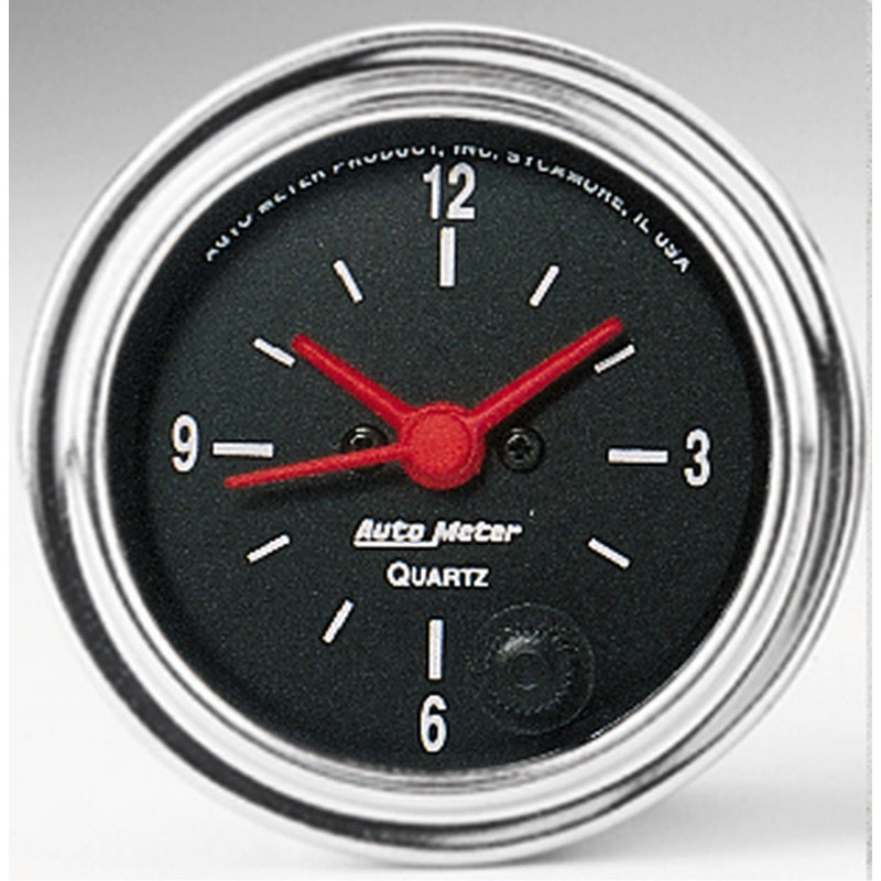 Autometer Gauge, Clock, 2 1/16", 12Hr, Analog, Traditional Chrome 2585 Photo - Primary