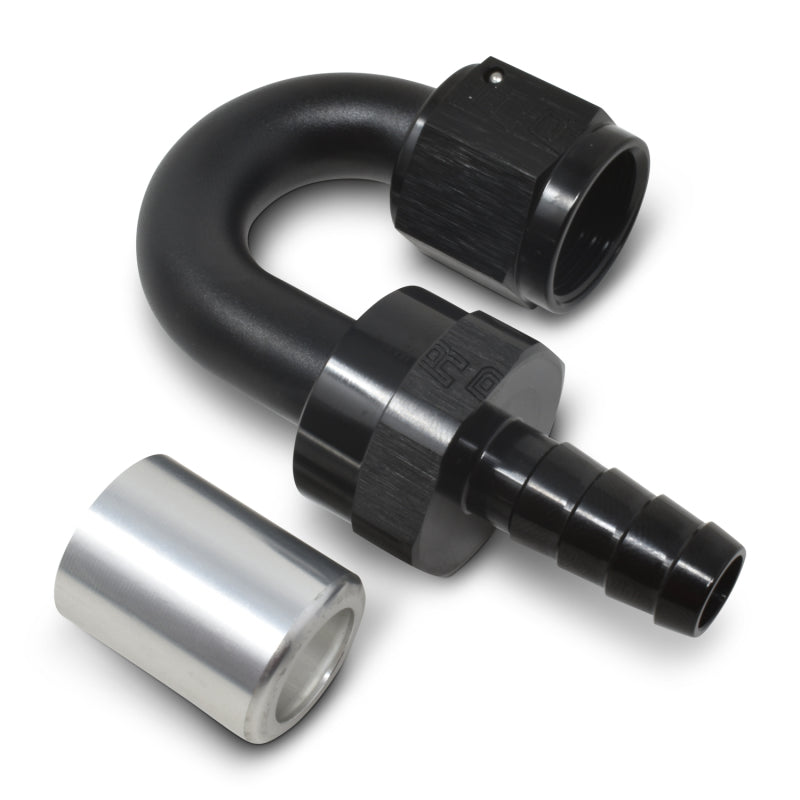 Russell Crimp-On 180° Tight Radius Hose End - Black / Silver 610573 Photo - out of package