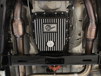 aFe Transmission Pan, Black w/ Machined Fins: Ford Trucks 93-08 (AODE/4R70 46-70222 Photo - Mounted