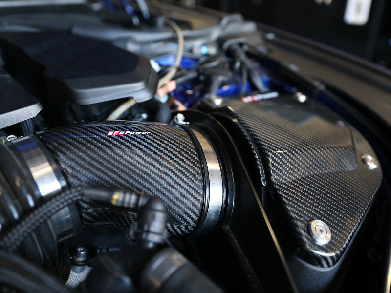 aFe Black Series Stage-2 Carbon Fiber Cold Air Intake System w/ Pro DRY S Media - 18-19 BMW M5 (F90) 58-10005D 58-10005D Photo - Mounted