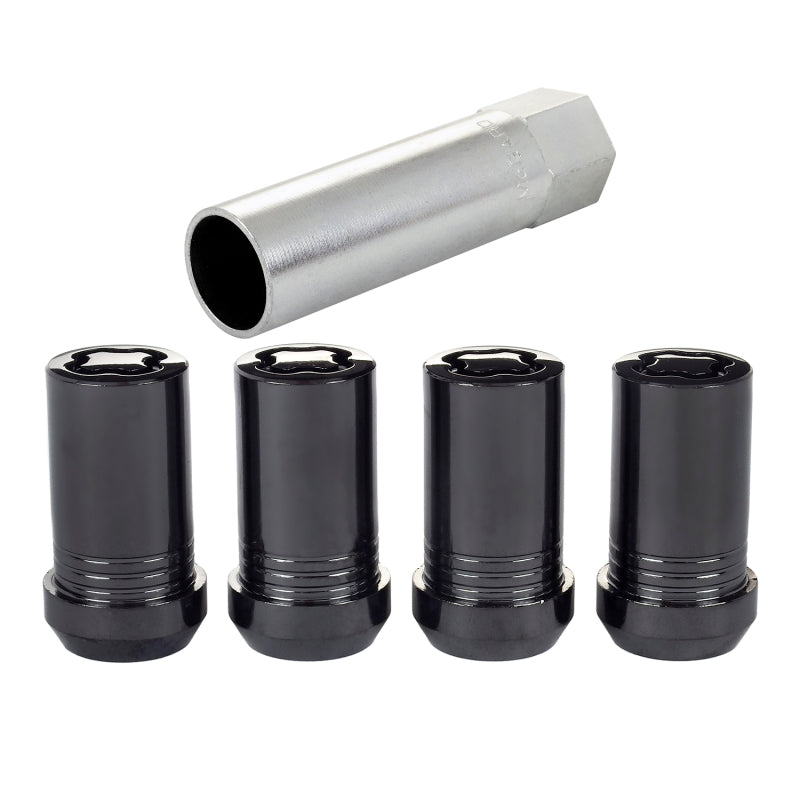 McGard Wheel Lock Nut Set - 4pk. (Tuner / Cone Seat) M14X1.5 / 22mm Hex / 1.648in. Length - Black 25116 25116 Photo - out of package