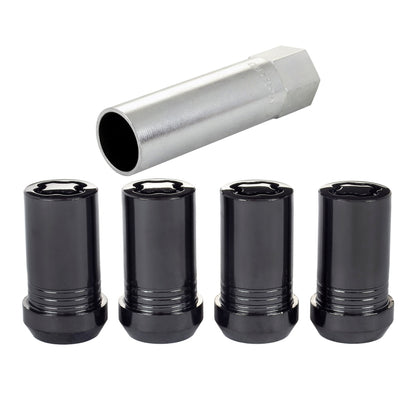 McGard Wheel Lock Nut Set - 4pk. (Tuner / Cone Seat) M14X1.5 / 22mm Hex / 1.648in. Length - Black 25116 25116 Photo - out of package