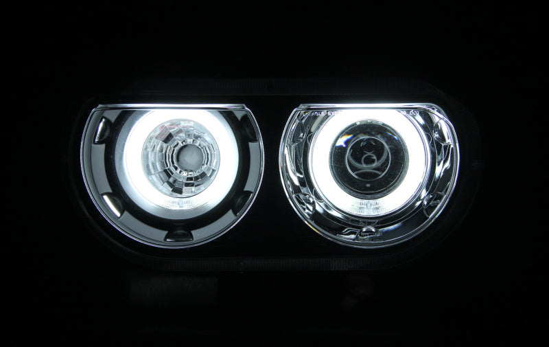 Anzo 2008-2014 Dodge Challenger Projector Headlights w/ Halo Black (CCFL) 121308 Photo - Mounted