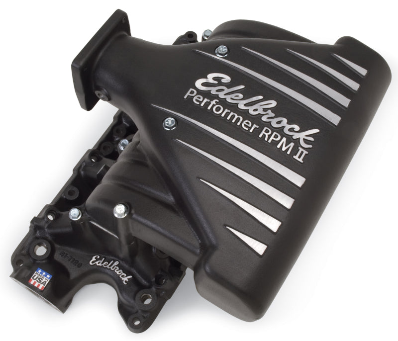 Edelbrock Intake Manifold; Ford Mustang 5.0L Performer RPM II Manifold; black fi 71233 Photo - Unmounted