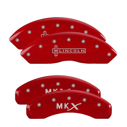 MGP 4 Caliper Covers Engraved Front Lincoln Engraved Rear MKX Red finish silver ch 36007SLCXRD 36007SLCXRD Photo - Primary