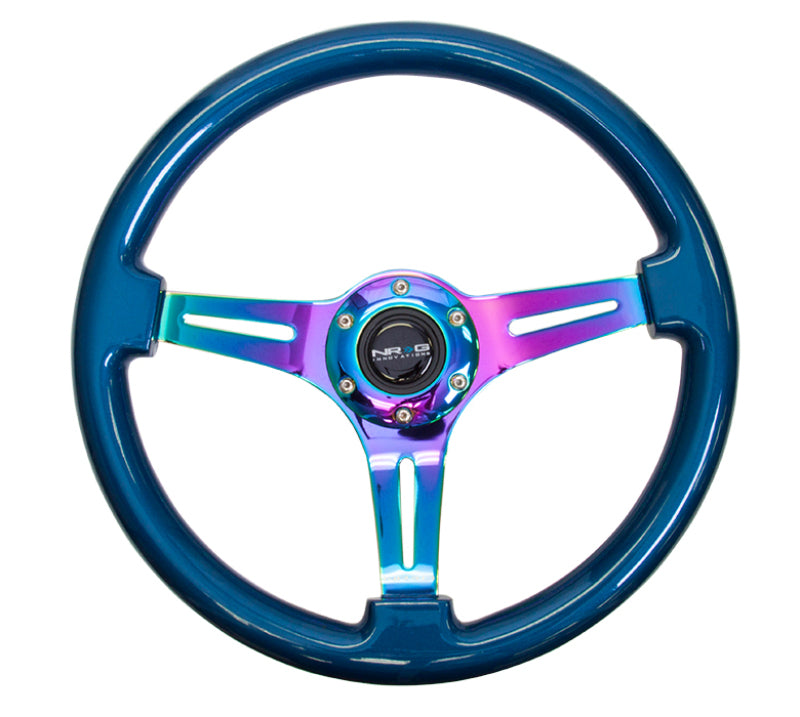 NRG Classic Wood Grain Wheel, 350mm 3 Neochrome Spokes,Blue Pearl/Flake ST-015MC-BL Photo - Primary
