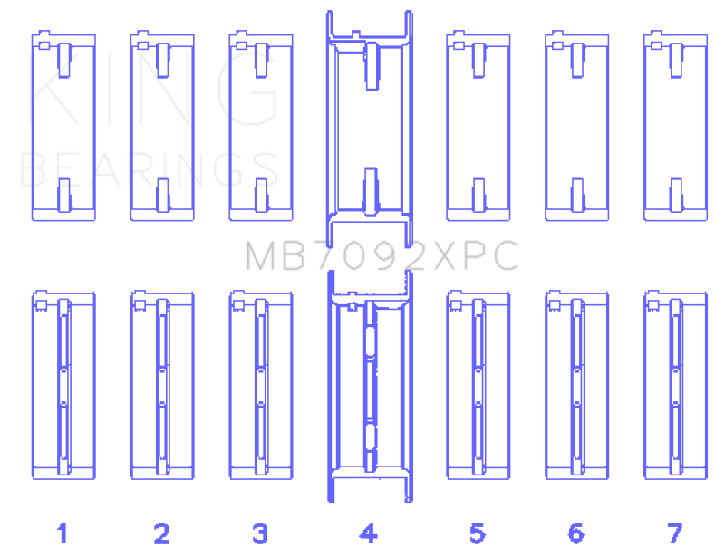King Engine Bearings King Nissan RB26DETT 24V (Size STD) Coated Performance Main Bearing Set MB7092XPC MB7092XPC Photo - Primary